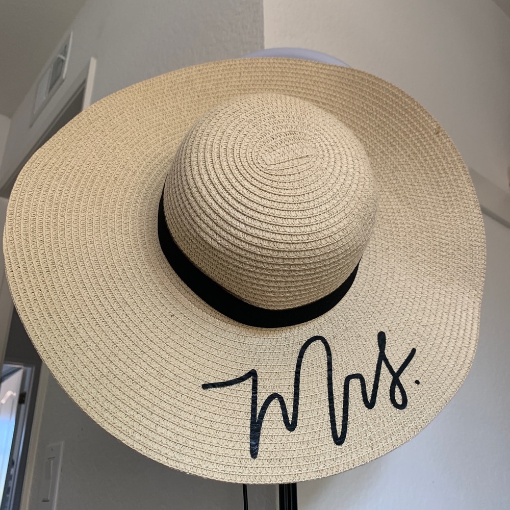 Straw Mrs. Beach Sunhat with Adjustable Strap Honeymoon Bachelorette Hens Party